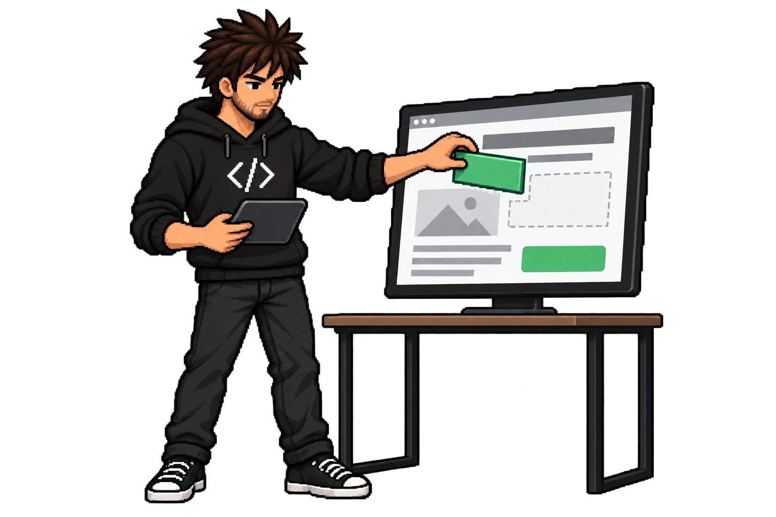 El Builder organiza los bloques de una nueva landing en su monitor.